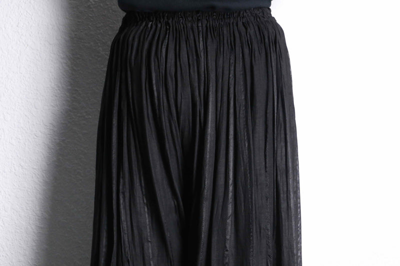 black pleats sheer balloon wide pants