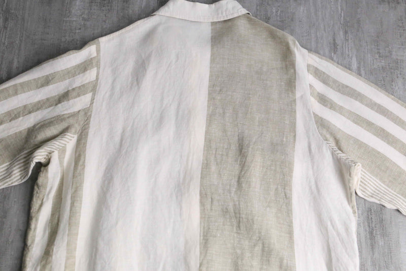 two-tonecolor linen stripe shirt
