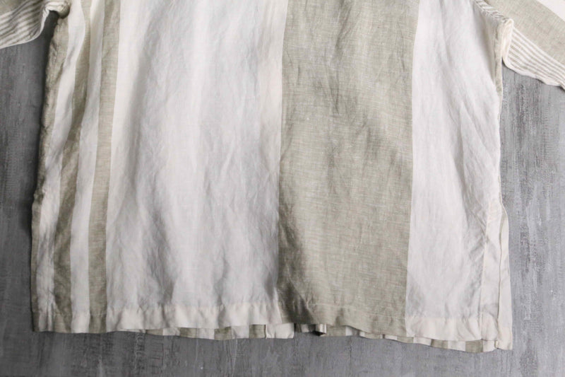 two-tonecolor linen stripe shirt