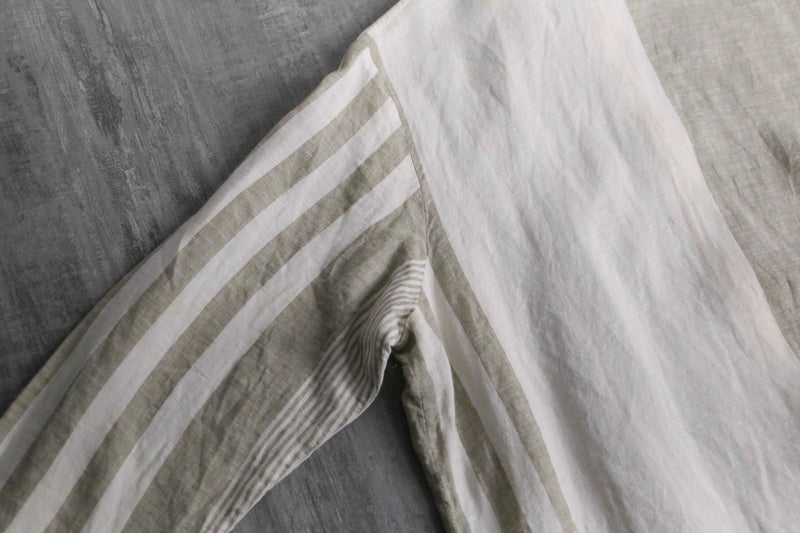 two-tonecolor linen stripe shirt