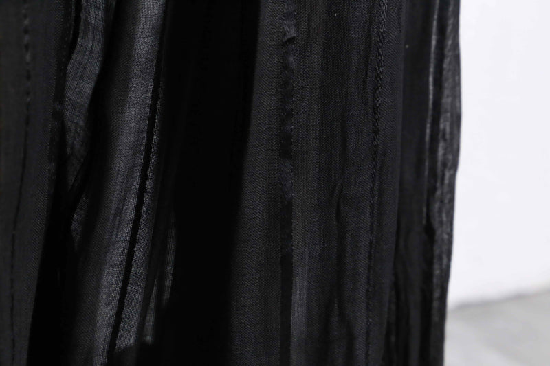 black pleats sheer balloon wide pants