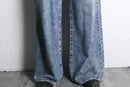 Stone wash wide straight denim pants