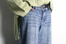 Stone wash wide straight denim pants