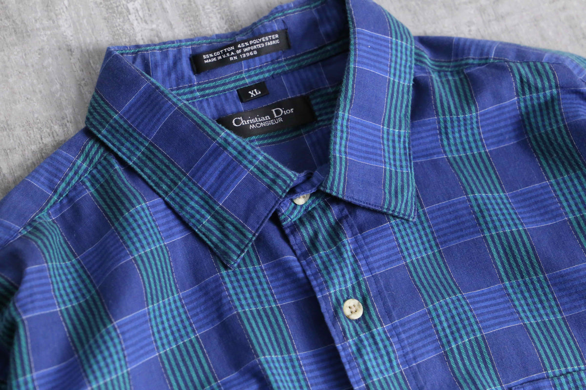 Christian Dior” blue check shirt