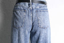 Stone wash wide straight denim pants