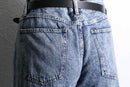 Stone wash wide straight denim pants