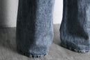 Stone wash wide straight denim pants
