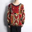 tribal×geometric pattern hand knit