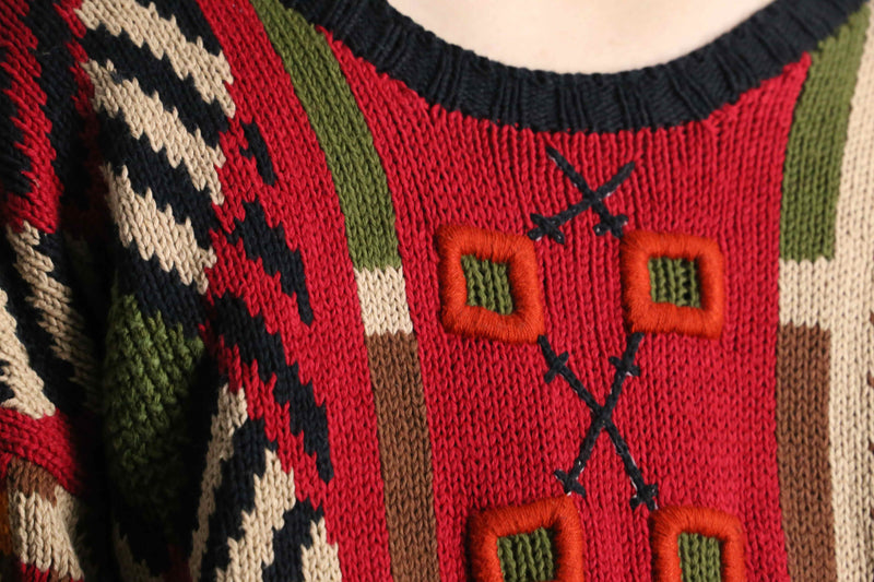tribal×geometric pattern hand knit