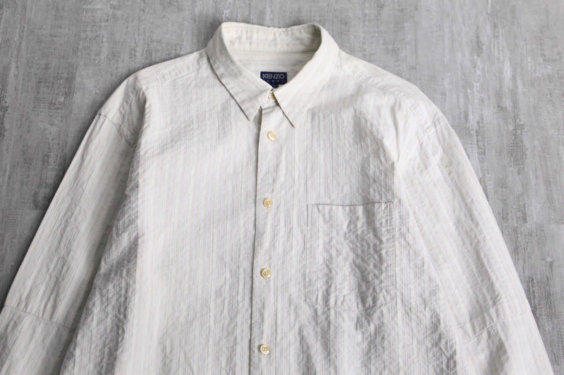 "KENZO HOMME" wrinkle stripe shirt