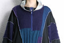 "Re:make" knit docking half zip track pullover