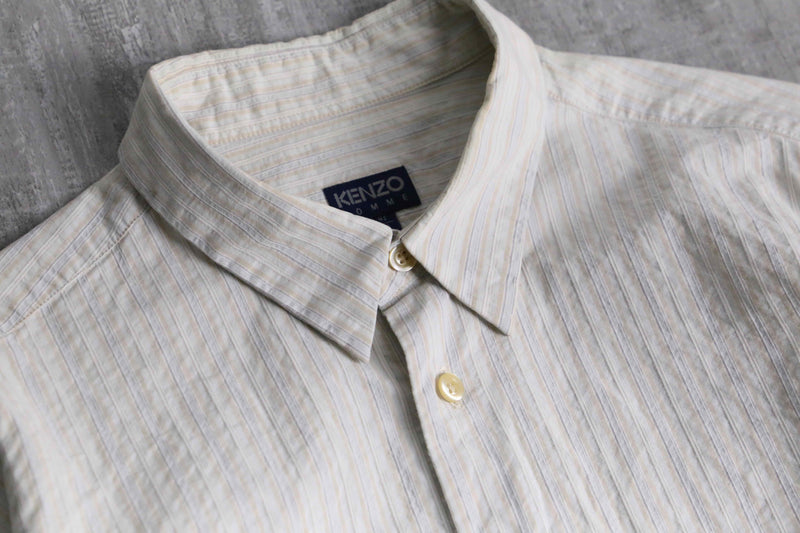 "KENZO HOMME" wrinkle stripe shirt