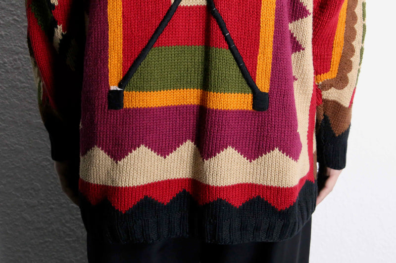 tribal×geometric pattern hand knit