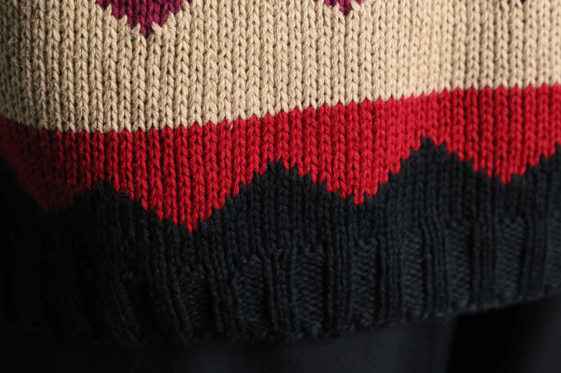 tribal×geometric pattern hand knit