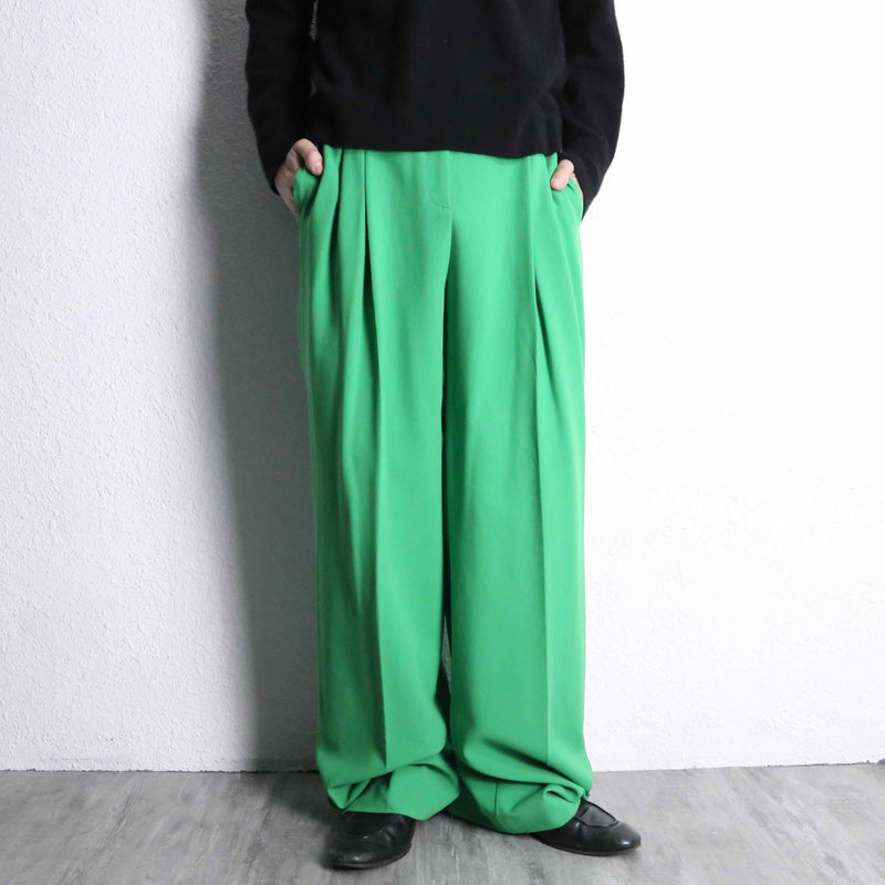 "HUGO BOSS" fresh green 2tuck drape wide slacks