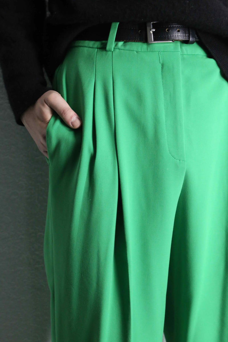 "HUGO BOSS" fresh green 2tuck drape wide slacks