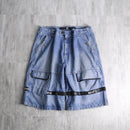 “M+F GIRBAUD” indigo short shuttle denim pants