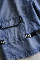 “M+F GIRBAUD” indigo short shuttle denim pants