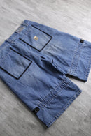 “M+F GIRBAUD” indigo short shuttle denim pants