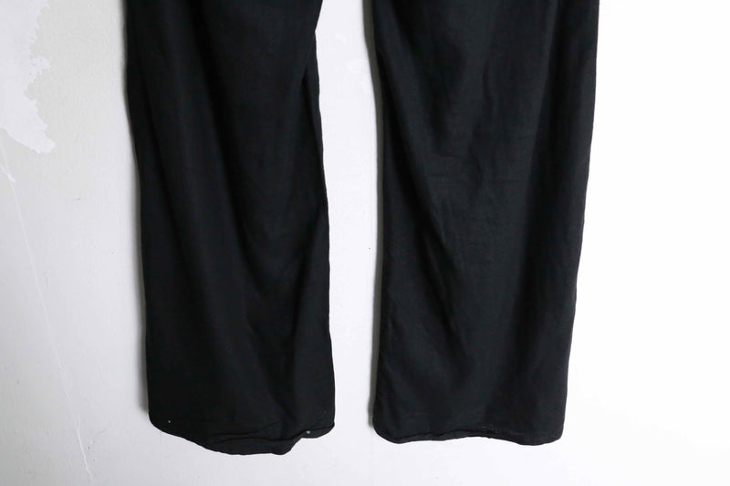 black color linen & rayon textile wide flare drape pants