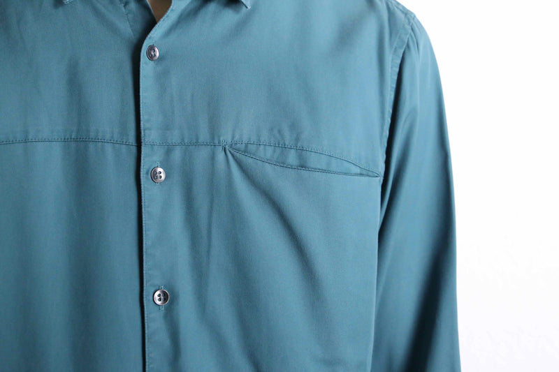 “I.N.C” emerald green drapey fabric shirt