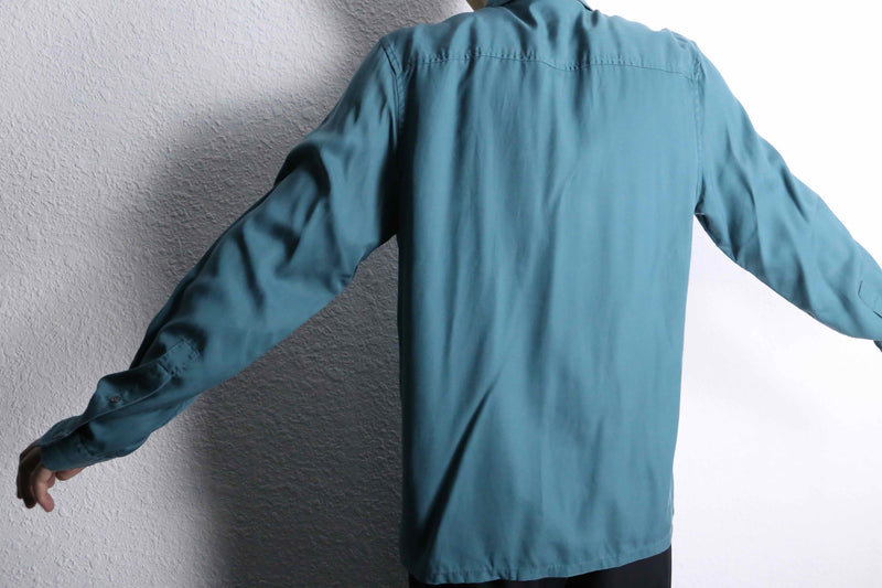 “I.N.C” emerald green drapey fabric shirt