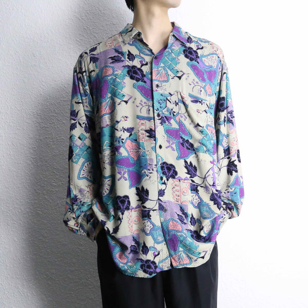 psychedelic design rayon shirt