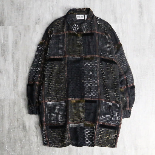 "CHICO’S DESING” geometric pattern sheer shirt