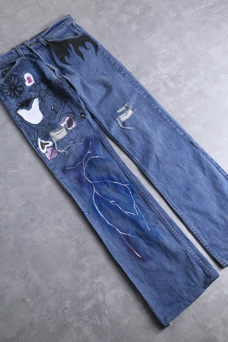 "Levi's" hand paint flare denim