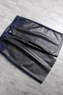 Bare Fox faux leather switch denim shorts