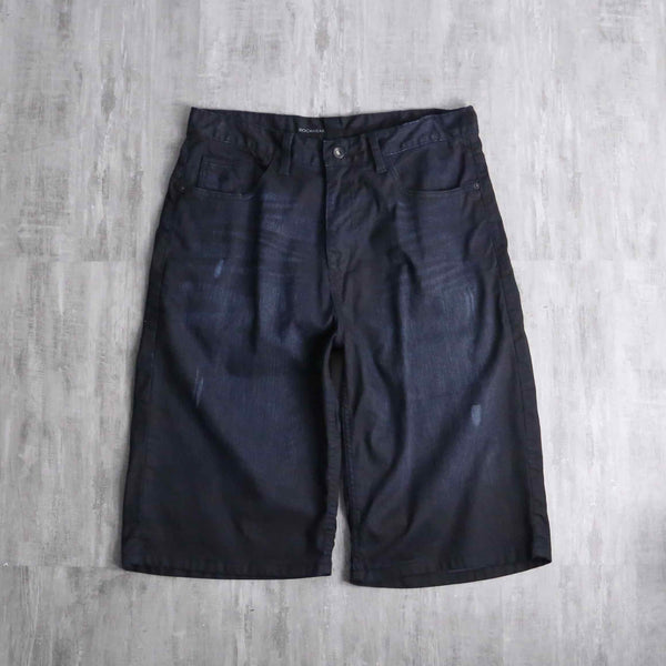 "ROCA WEAR" black good aging denim shorts