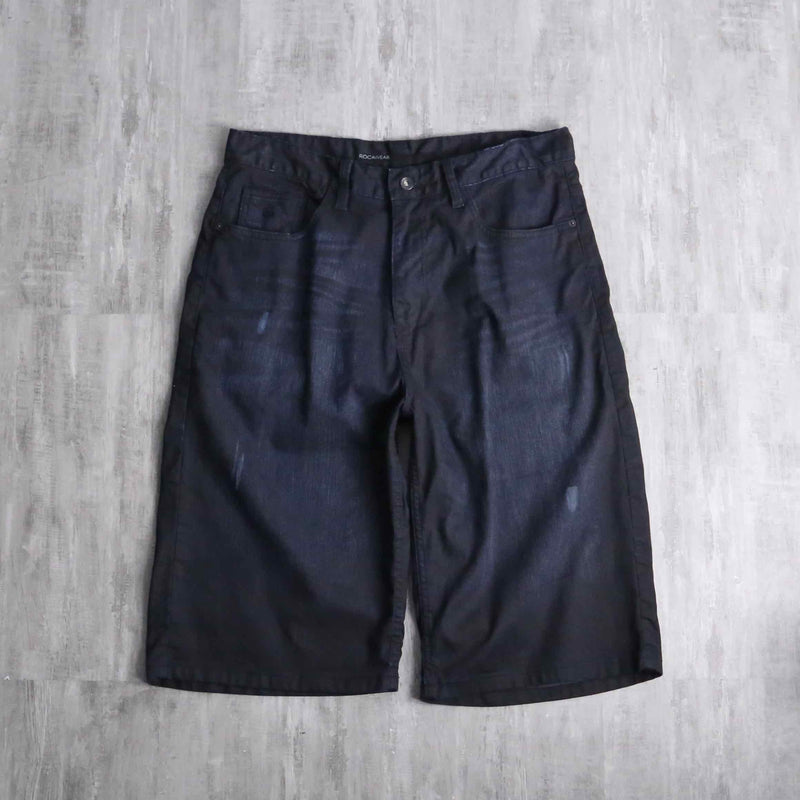 "ROCA WEAR" black good aging denim shorts