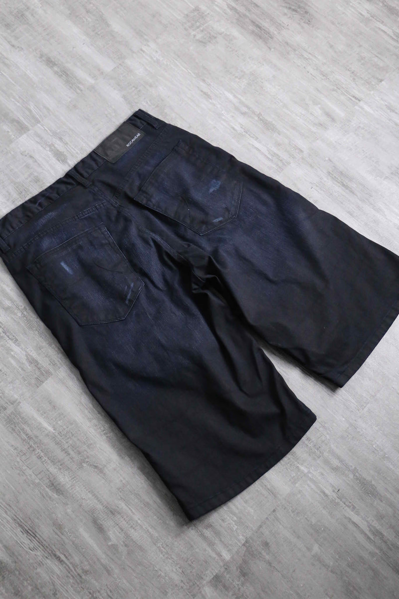 "ROCA WEAR" black good aging denim shorts