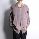 “FLAX” light brown color linen open collar shirt