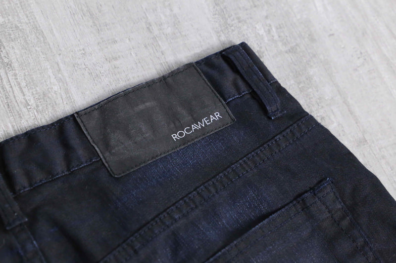 "ROCA WEAR" black good aging denim shorts
