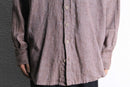 “FLAX” light brown color linen open collar shirt