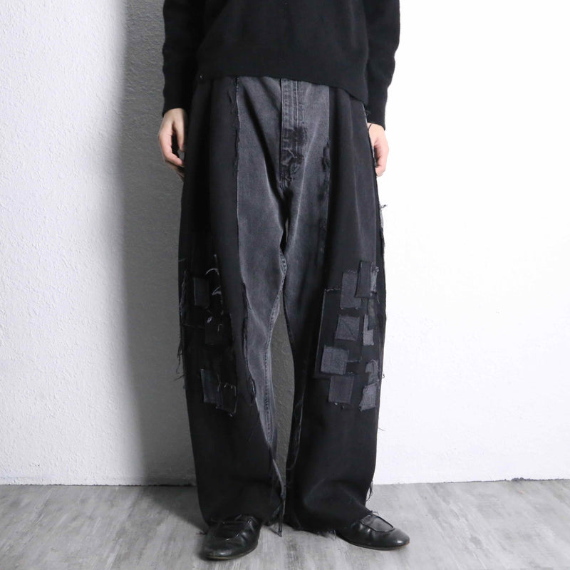 “Re:make “murky panel straight black denim pants