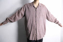 “FLAX” light brown color linen open collar shirt