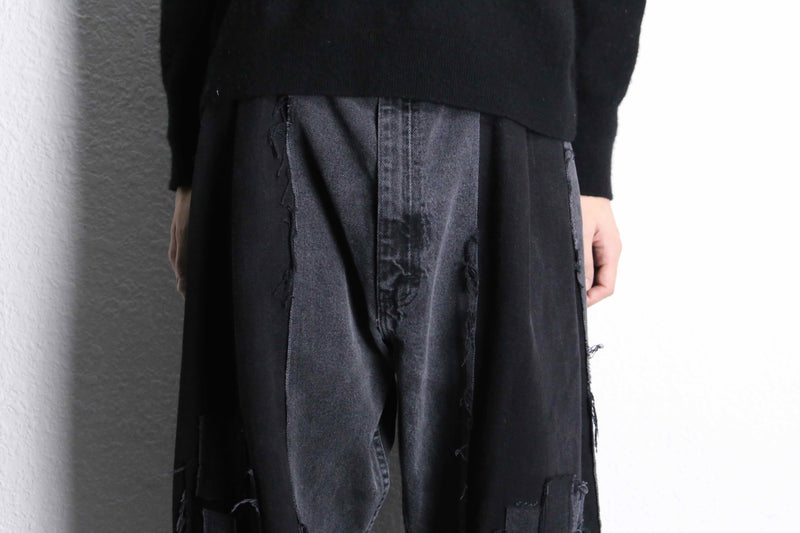 “Re:make “murky panel straight black denim pants