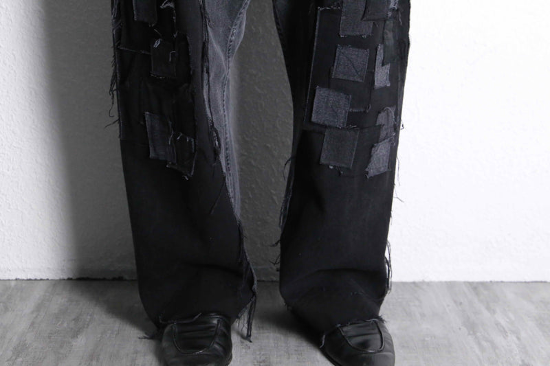 “Re:make “murky panel straight black denim pants