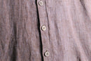 “FLAX” light brown color linen open collar shirt