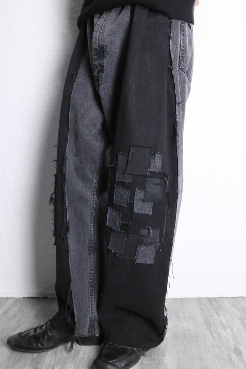 “Re:make “murky panel straight black denim pants