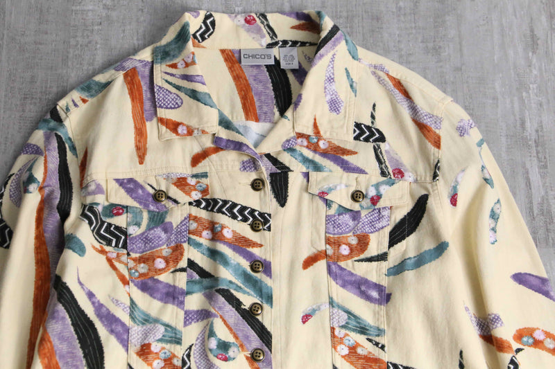 “CHICO'S” geometric-dyed lightweight tracker jacket