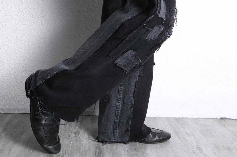 “Re:make “murky panel straight black denim pants