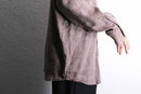 “FLAX” light brown color linen open collar shirt