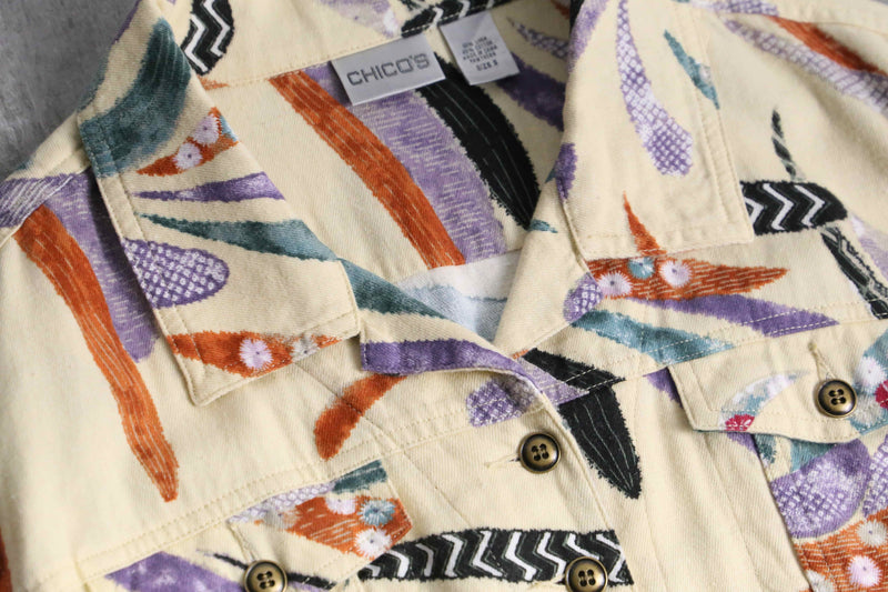 “CHICO'S” geometric-dyed lightweight tracker jacket
