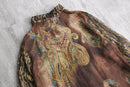 mulch pattern sheer fringe shirt
