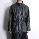 “SAXONY” hush belted leather jacket