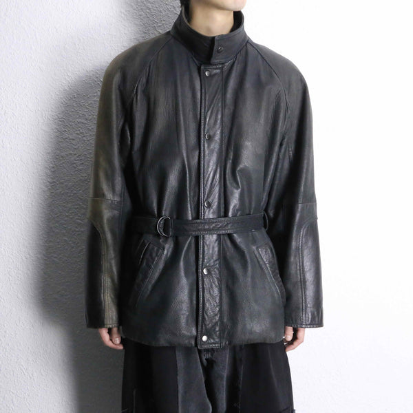 “SAXONY” hush belted leather jacket