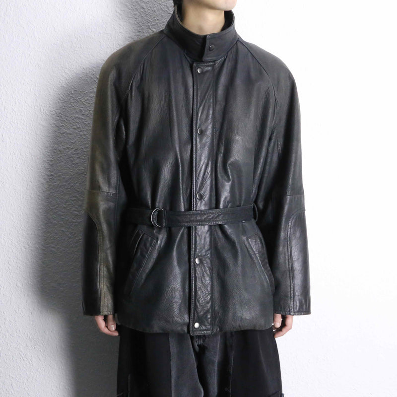 “SAXONY” hush belted leather jacket